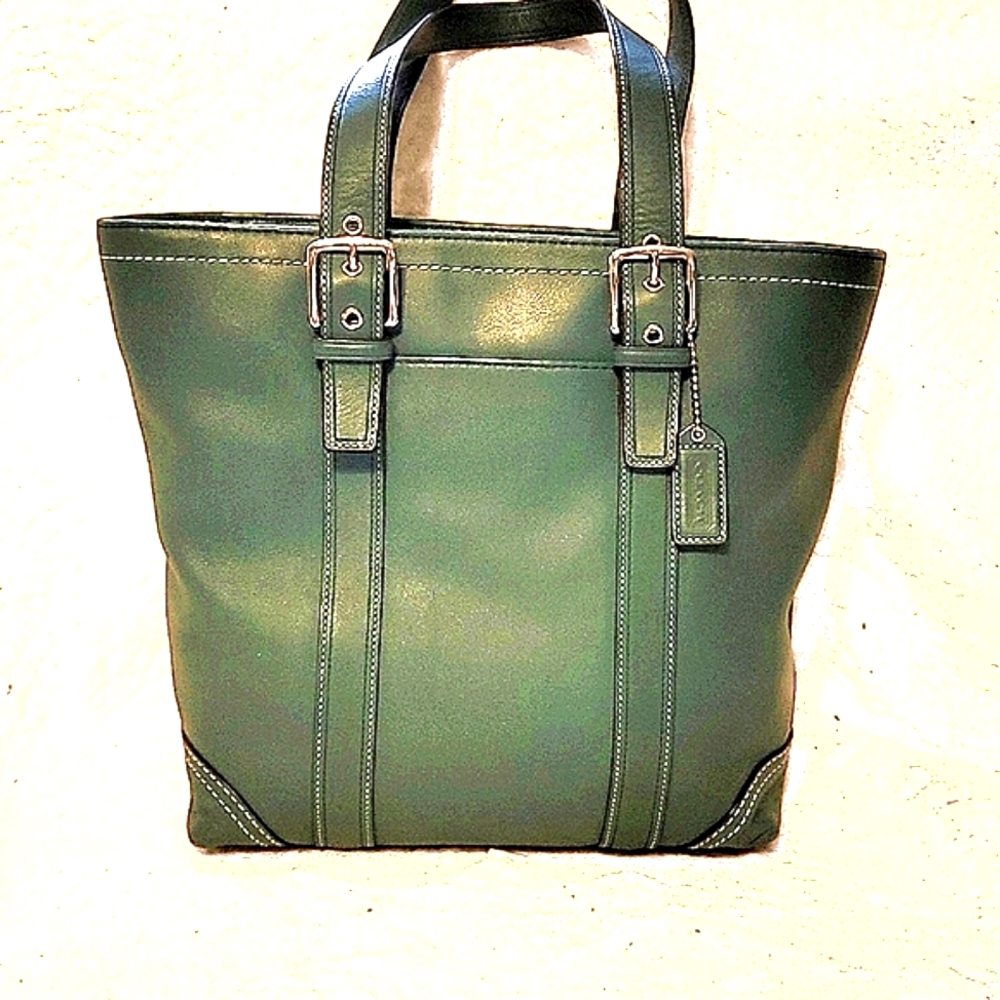 Teal Coach tote bag
